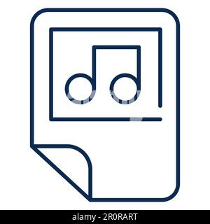 Music files folder monochrome linear icon. Multimedia storage color thin line pictogram Stock Vector