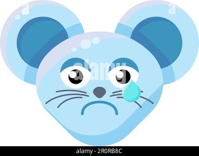 Crying, teary cute emoji vector illustration. Weeping, pain emoticon ...