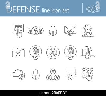 Defense line icons Stock Vector