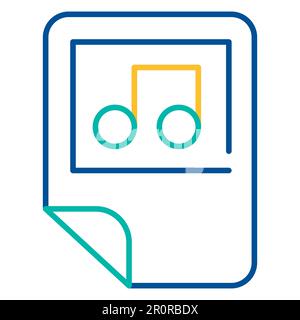 Music files folder blue and yellow linear icon. Multimedia storage color thin line pictogram Stock Vector