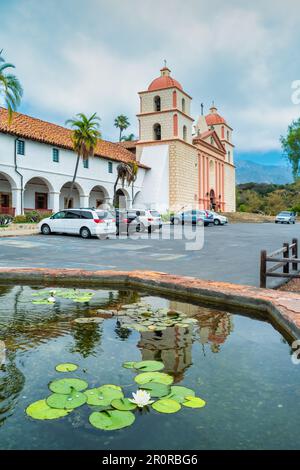 The landmark Santa Barbara Mission, in Santa Barbara, California, USA. Stock Photo