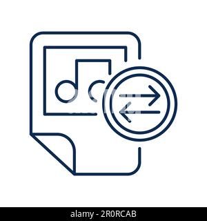 Audio files exchange monochrome linear icon. Music sending color thin line pictogram Stock Vector