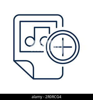 Media file blue monochrome linear icon. Adding music to playlist color thin line pictogram Stock Vector