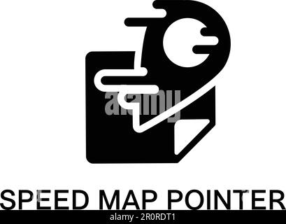 Speed map pointer lettering vector icon concept. Simple monochrome GPS, delivery company logo design Stock Vector