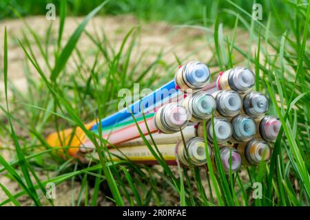 Fibre optic cable, freshly laid along a country lane, provision of fast internet in rural areas, Mülheim an der Ruhr, NRW, Germany Stock Photo
