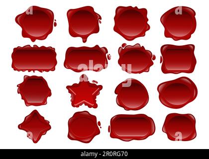 Red wax seal stamp vector illustrations set Stock Vector