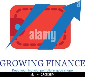 Growing finance flat gradient icon. Payment, purchase transaction logo. Digital wallet clipart Stock Vector