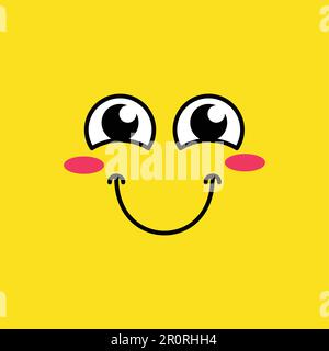 Smiling, blushing emoji vector illustration. Shy, happy emoticon, timid cartoon face, feeling Stock Vector