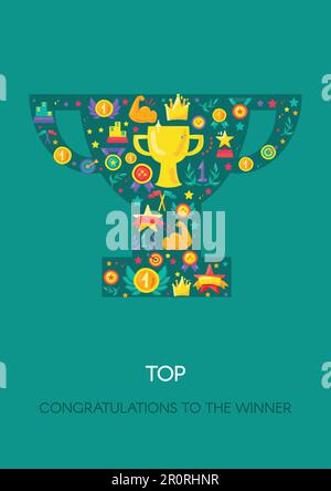 Winner cup banner. Congratulations. Triumph prize. Victory icon. Vector ...