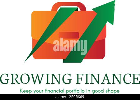 Investment flat gradient icon. Banking company logo with arrow. Digital case isolated clipart Stock Vector