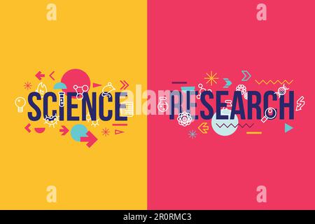 Science symbols and icons. Science banner line style illustration ...