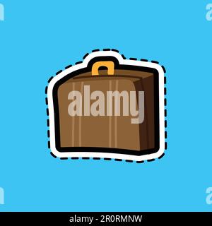 Baggage flat color illustration. Luggage, handbag. Tourism, travel, trip hand drawn sticker Stock Vector