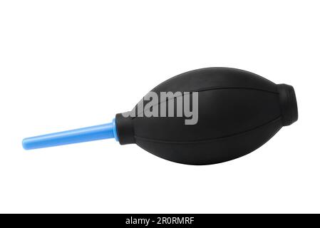 Dust blower for lens isolated on white background. Lens and camera cleaning tools Stock Photo