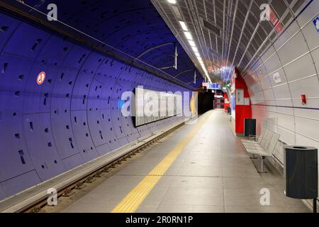 Cologne, Germany May 15 2022: the futuristic subway station rathaus in the old town of cologne Stock Photo