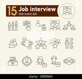 Job interview line icon set Stock Vector