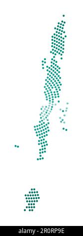 Andaman Islands dotted map. Digital style shape of Andaman Islands. Tech icon of the island with graduated dots. Charming vector illustration. Stock Vector