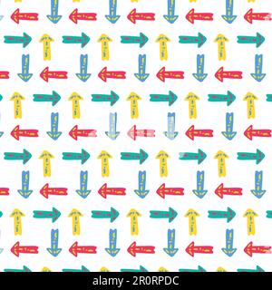 Arrow, pointer vector seamless pattern. Geometric symbols texture. Wrapping paper flat design Stock Vector