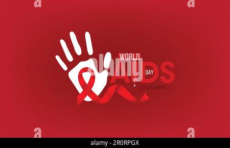 World Aids day banner, red ribbon with aids awareness Day, December world aids Day & international day of HIV aids Stock Vector