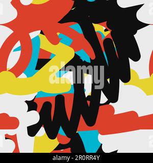 Abstract shapes seamless pattern. Color splash. Textile, wrapping paper vector design Stock Vector