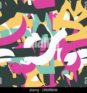 Abstract graffiti seamless pattern. Multicolored smears. Wallpaper, wrapping paper vector design Stock Vector
