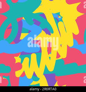 Abstract hand drawn seamless pattern. Multicolor scribbles. Wallpaper, wrapping paper vector design Stock Vector