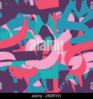 Abstract hand drawn design seamless pattern. Fancy scribbles. Textile, wrapping paper vector design Stock Vector