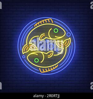 Pisces neon sign Stock Vector