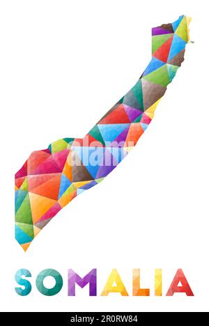 Somalia - colorful low poly country shape. Multicolor geometric triangles. Modern trendy design. Vector illustration. Stock Vector