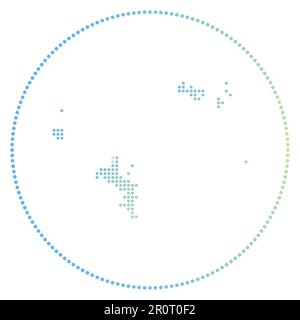 Seychelles digital badge. Dotted style map of Seychelles in circle. Tech icon of the island with graduated dots. Appealing vector illustration. Stock Vector