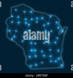 Wisconsin Internet Infrastructure Wisconsin - communication network map of US state. Wisconsin trendy ...