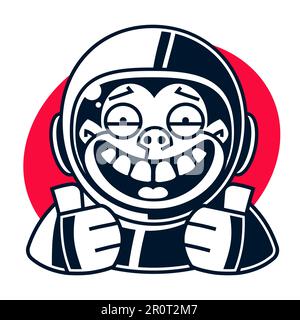 Monkey in astronaut suit. Hand drawn illustration Stock Vector