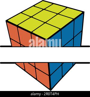 Cube monogram. Combination puzzle icon. Stock Vector