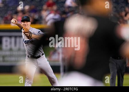 Arizona Diamondbacks' Gabriel Moreno hits against the Milwaukee Brewers  during the fourth inning of a baseball game, Monday, April 10, 2023, in  Phoenix. (AP Photo/Matt York Stock Photo - Alamy