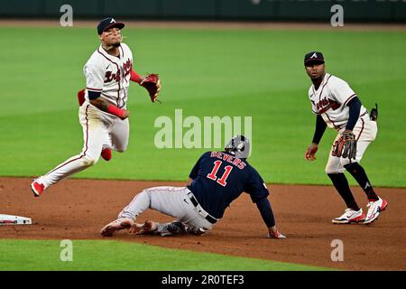 March 15, 2023, North Port FL USA; Atlanta Braves second baseman Orlando  Arcia (11) heads to the dugout during an MLB spring training game against  the Stock Photo - Alamy