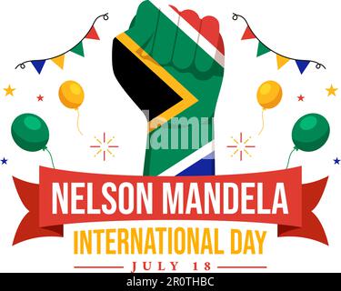 hand drawn nelson mandela international day illustration vector Stock ...