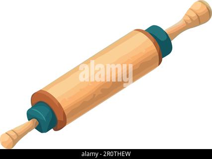 Rolling pin flour and dough in kitchen Stock Vector