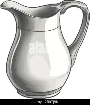 Earthenware milk jug with ornate handle design Stock Vector