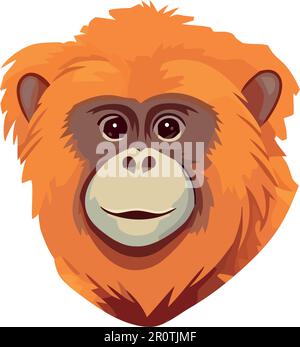 Cute monkey mascot sitting in tropical rainforest isolated Stock Vector ...