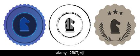 Flat medal chess game business strategy award competition championship Stock Vector