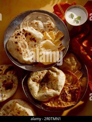 selection of flat breads Stock Photo