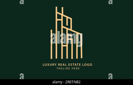 Luxury real estate logo design with line style.Modern luxury, gold real estate logo. Stock Vector