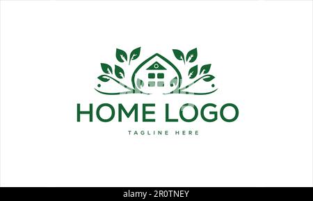 Minimal garden real  estate home logo design. Stock Vector