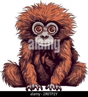Cute monkey sitting in tropical rainforest illustration Stock Vector ...