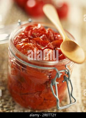 cherry tomatoes preserved in oil Stock Photo