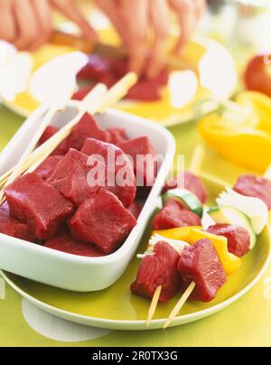 Raw beef for skewers Stock Photo