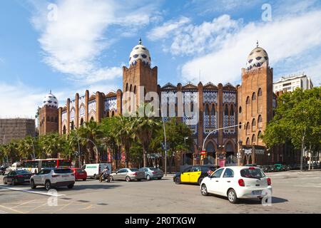 Barcelona, Spain - June 08 2018: The Plaza Monumental de Barcelona, often known simply as La Monumental, was the last bullfighting arena in commercial Stock Photo