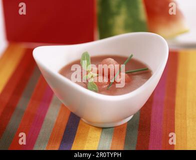 watermelon and tomato gazpacho Stock Photo
