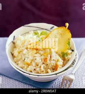 Gorgonzola cheese with pear and parsley on the wood background Stock ...