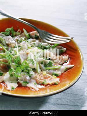 Sea bass and salmon ceviche Stock Photo