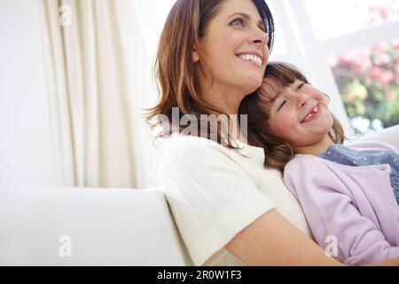 Daughters fill your life with love. a loving mother and daughter spending time together at home. Stock Photo